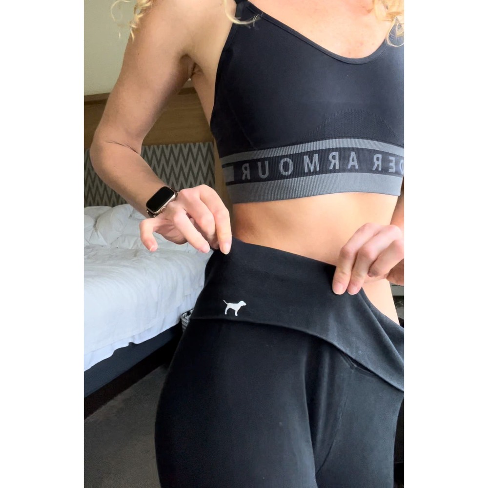 iconic victorias secret pink rollover yoga pants size medium